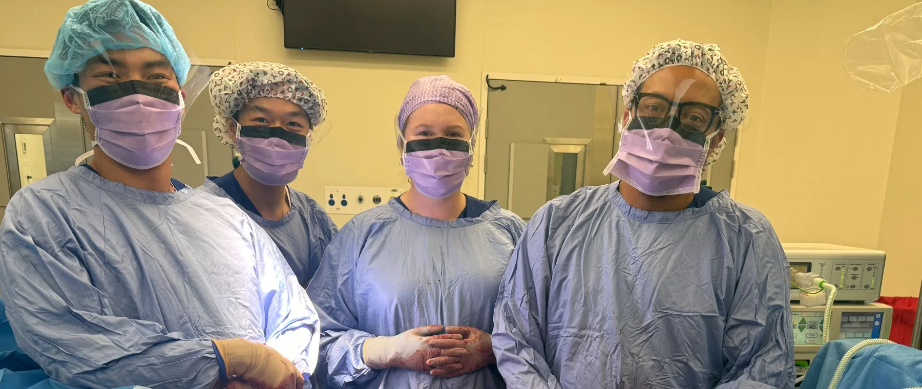 Dr Joel Rabindran with his theatre team during keyhole surgery